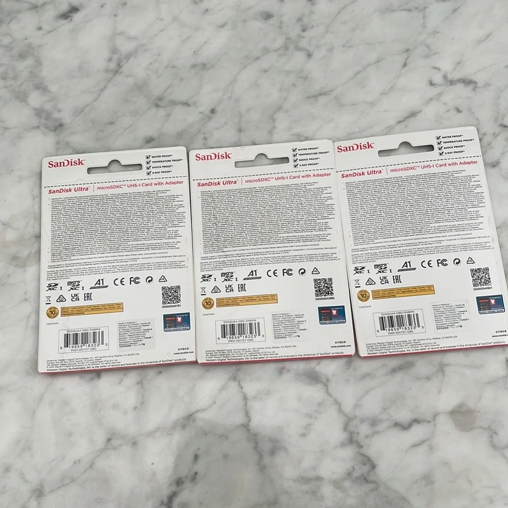 3 PCs 128GB San disk card bundle